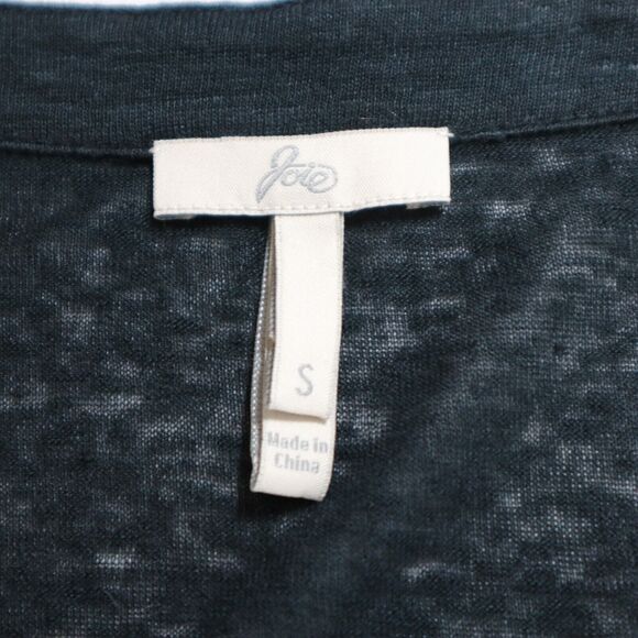 Joie Size S 100% Linen Henley Peasant Blouse Slub Knit Washed Black - Picture 8 of 9